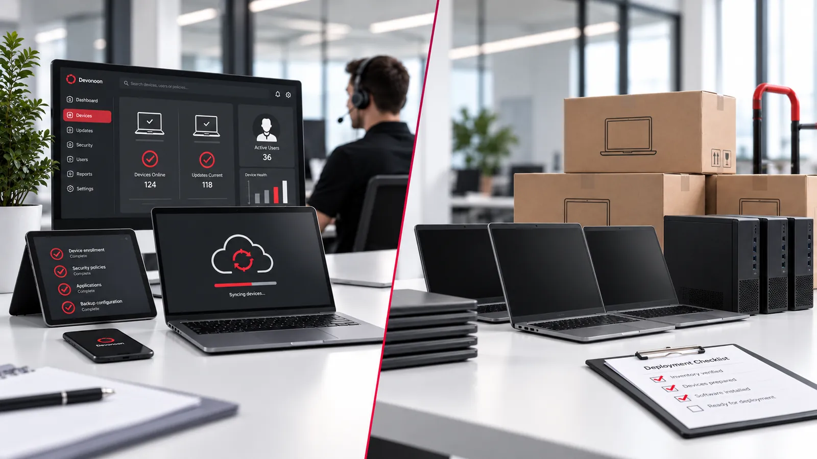 Comparação editorial entre serviços gerenciados e entrega de hardware